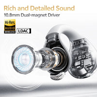 C30S Open Ear Wireless Earphones Hi-Res with LDAC Ear Clip Earbuds Bluetooth 6.0 Clip On OWS Sports Headphones 40Hrs