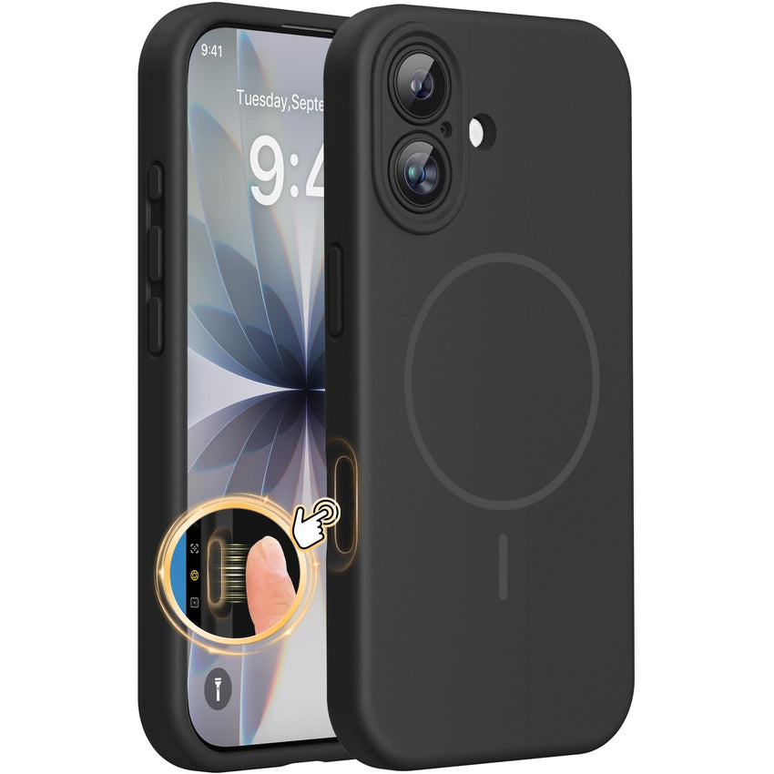 Magnetic for iPhone 17 Pro Max Case, Compatible with MagSafe, Integrated Silicone Camera Control Cover, 3.0mm Thicken Shockproof Drop Protection Phone Case for 17 ProMax, Orange