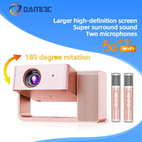 DAMI3C HT30 Portable Singing Projector | Mini Android Projector with Dual Microphones | 4K Support, WiFi, Bluetooth | Home & Outdoor Theater + Family KTV