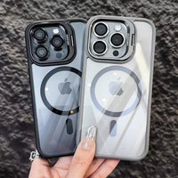 Luxury Magnetic Metal Lens Bumper Protection Case For iPhone 17 16 15 14 13 12 11 Pro Max Funda Wireless Charge Hard Clear Cover