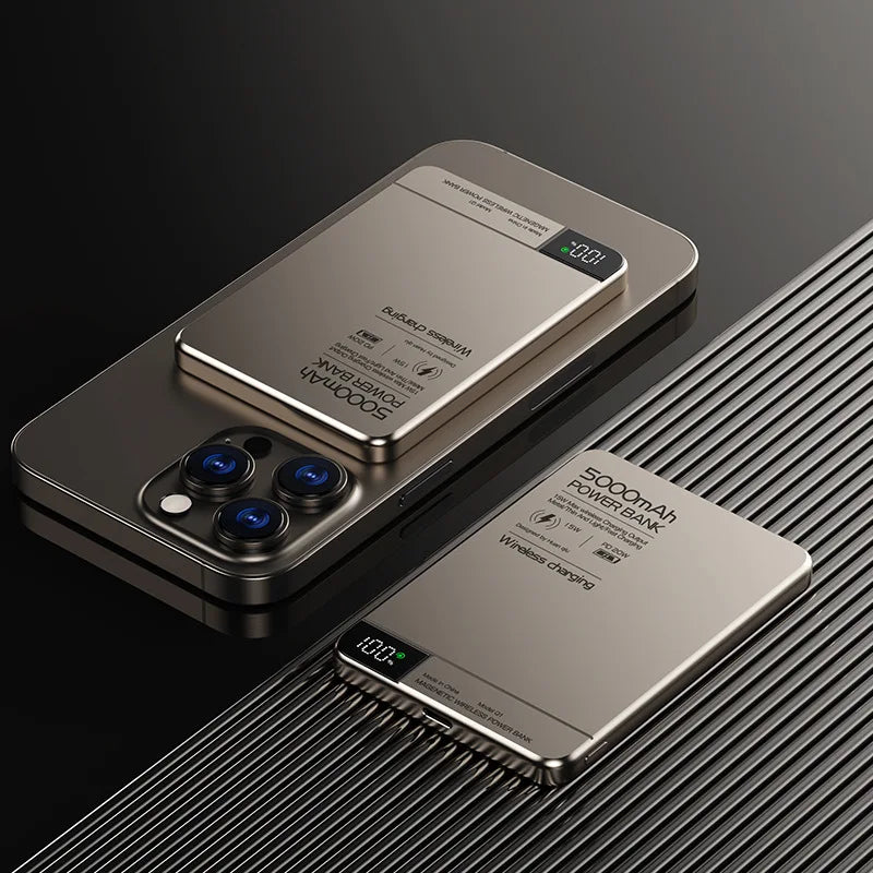 Ultra Wireless Magnetic Power Bank Travel Portable Fast Charging Capacity Digital External Battery For Magsafe IPhone CCC