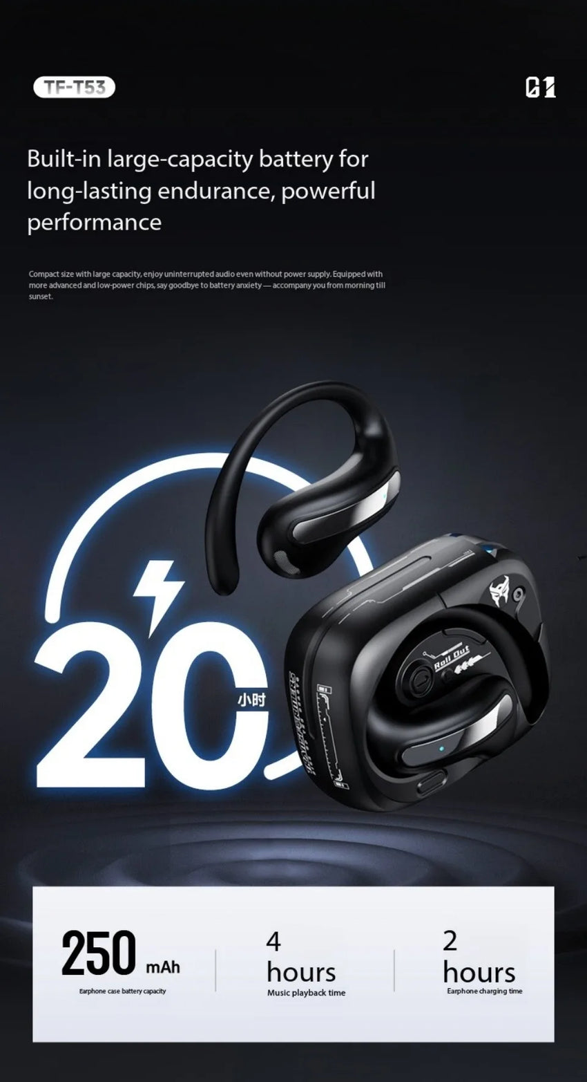 AI Translation Intelligent Open Earphone OWS Bluetooth 6.0 Ultra Long Battery Life ENC Noise Cancelling Sports Office Earphones