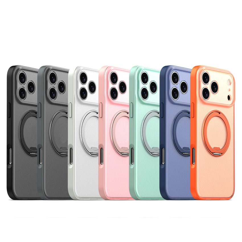 Upgraded 360 Magnetic Stand for iPhone 17 Pro Max Case with Camera Control, Fit for MagSafe with Ring, Mil-Grade Protection, Translucent Slim for iPhone 17 ProMax Case Ostand